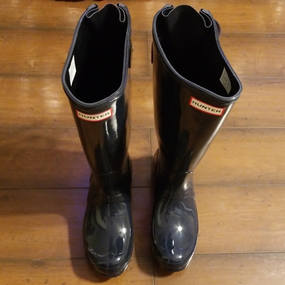 Navy Blue Original Glossy Hunter Boots